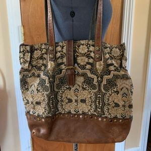 Patricia Nash leather and embroidered tote bag